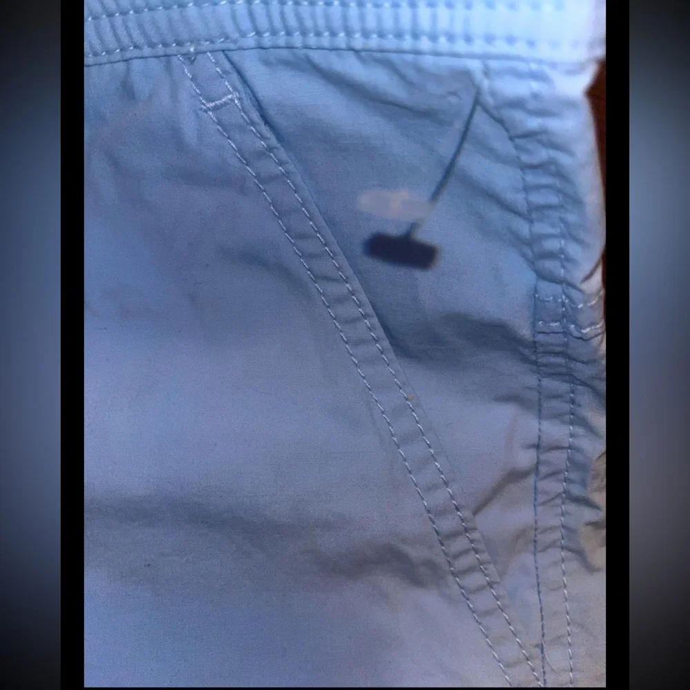 Columbia Men's Chino Shorts Button Zip Blue Waist 36W 8Long  Slash Pockets 36W